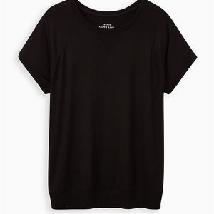 Torrid Black Supersoft Crew Neck Raglan Short Sleeve Shirt 2X